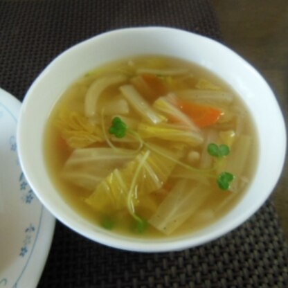 ニラはなかったんですが、少しずつ残ったありあわせの野菜で作りました。
体が温まる美味しいスープをありがとうございました。!(^^)!